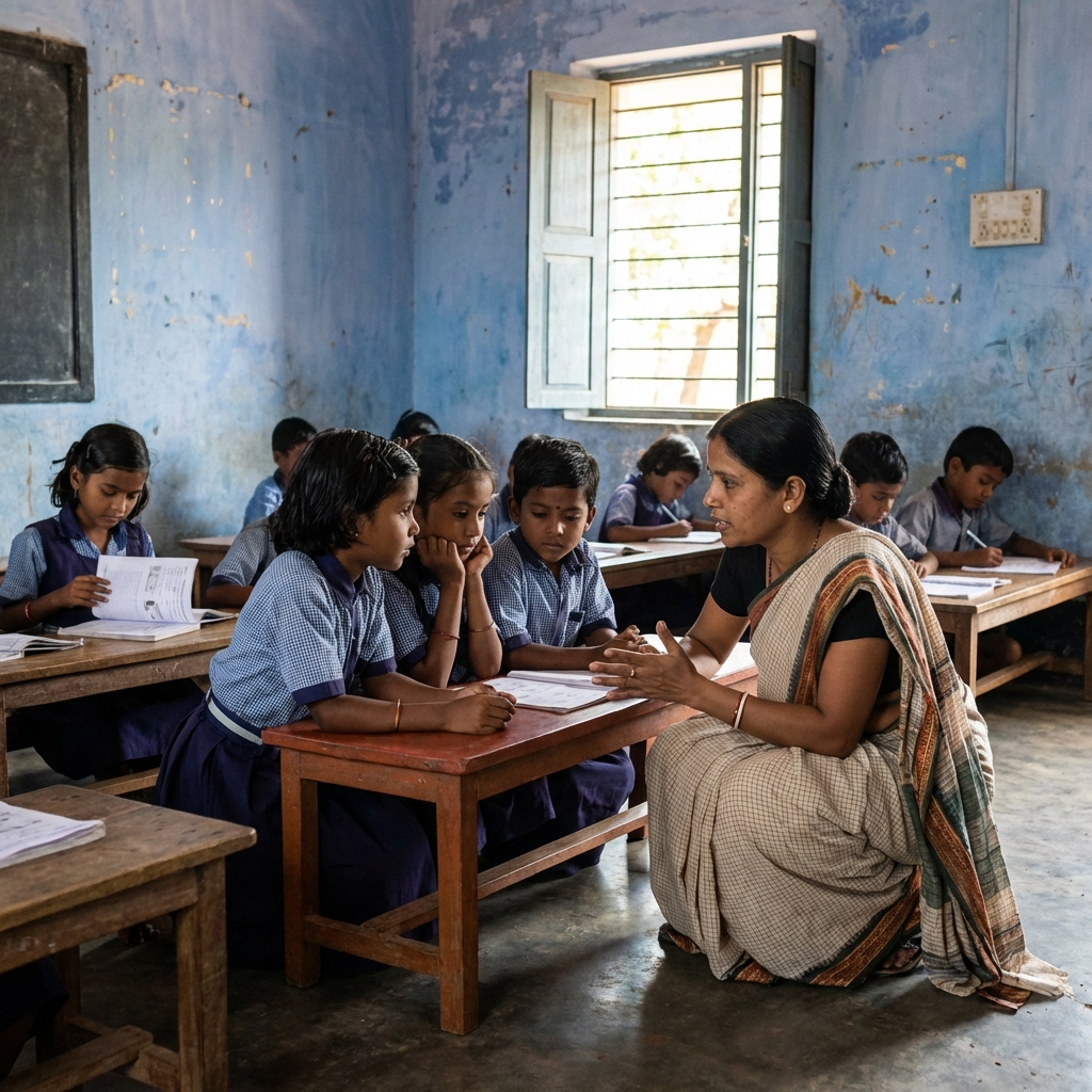 Teacher and students